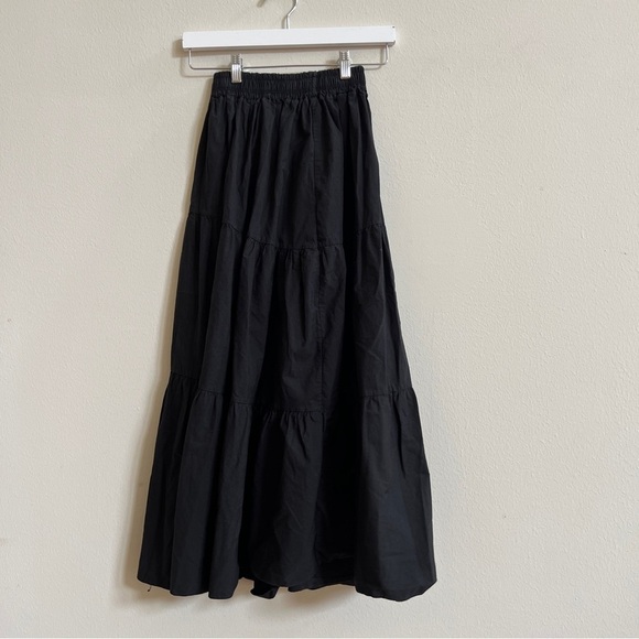 Olive Clothing Black Tiered Cotton Prairie Maxi Skirt A-Line - Picture 4 of 4